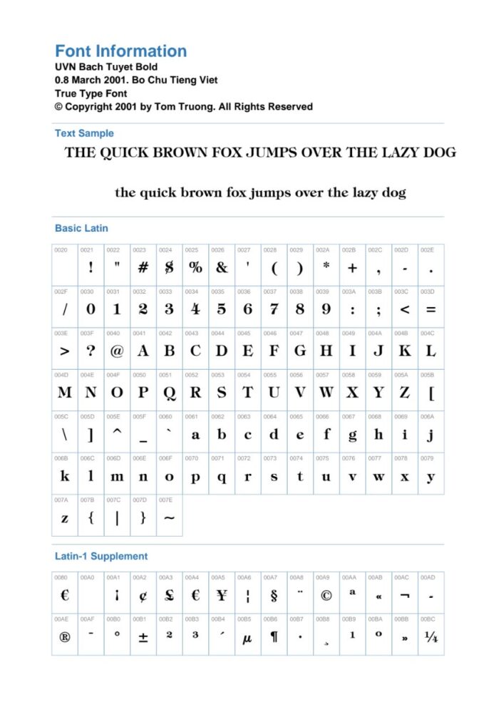 Font UVN Bạch Tuyết Bold Việt Hóa