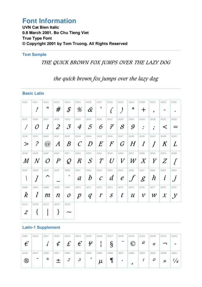 Font UVN Cát Biển Italic