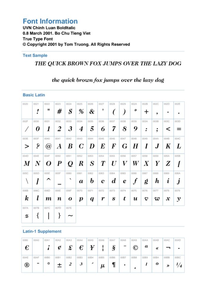 Font UVN Chinh Luan BoldItalic