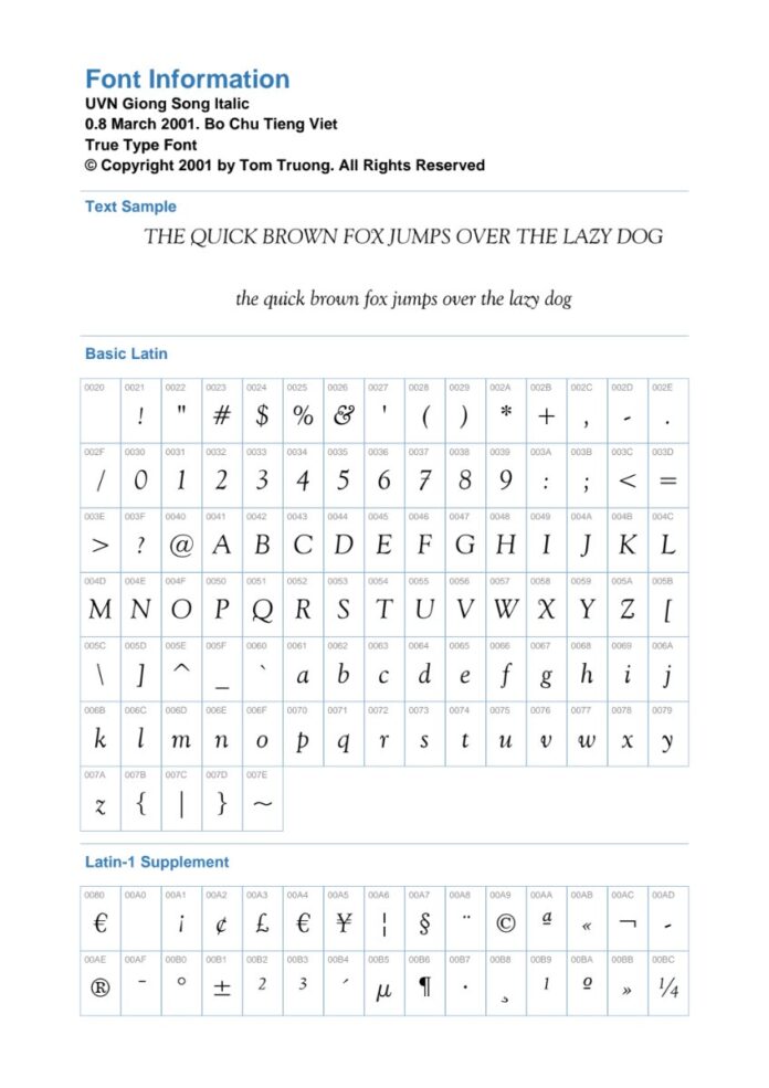 Font UVN Giông Sông Italic