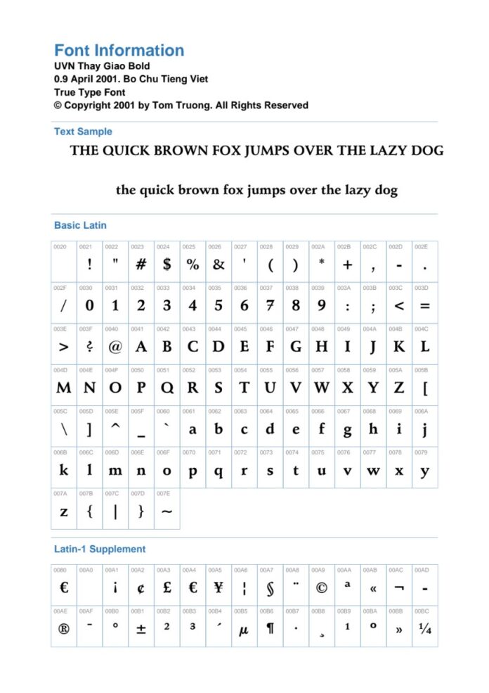 Font UVN Thay Giao Bold