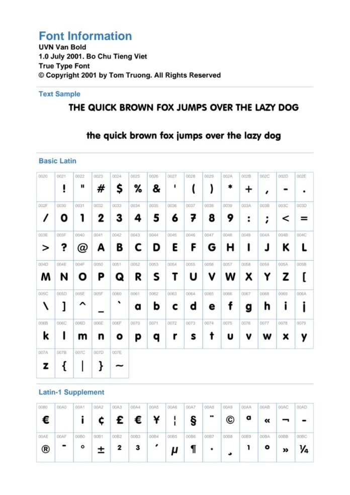 Font UVN Van Bold Việt hóa