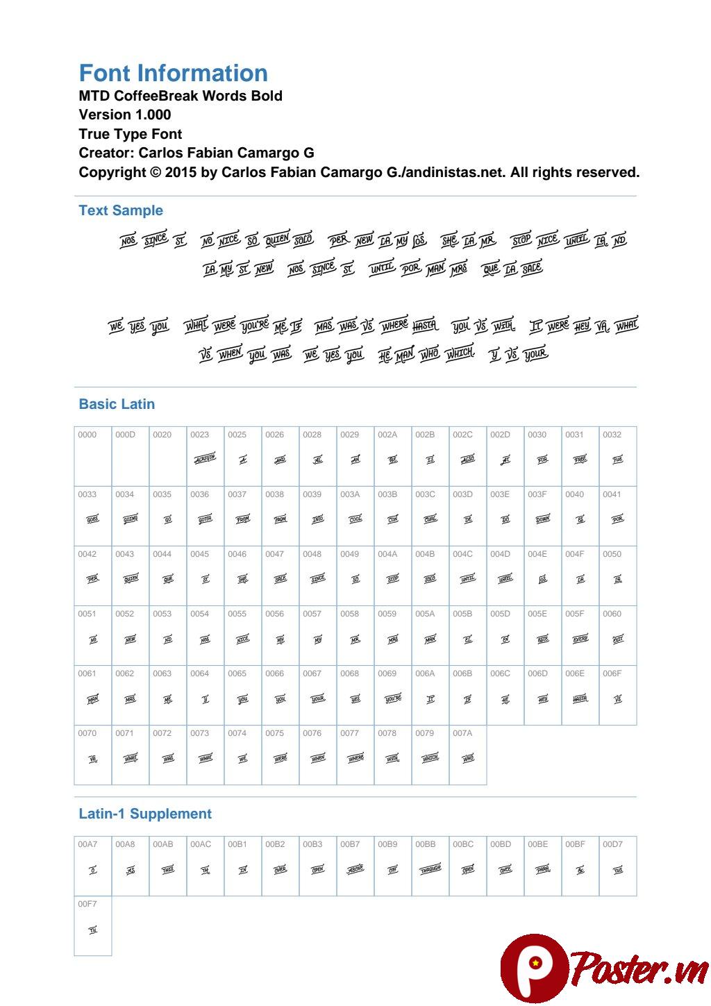 Font MTD CoffeeBreak Words phong cách viết tay nguệch ngoạc, cá tính