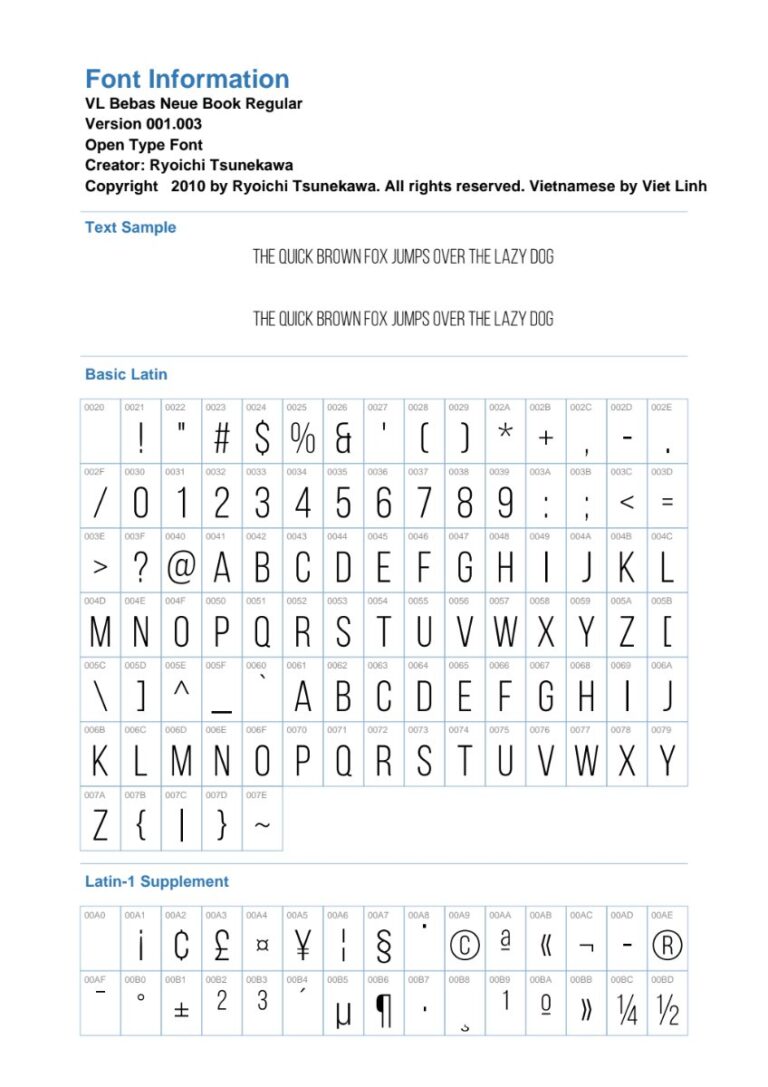 Font VL Bebas Neue Book Regular