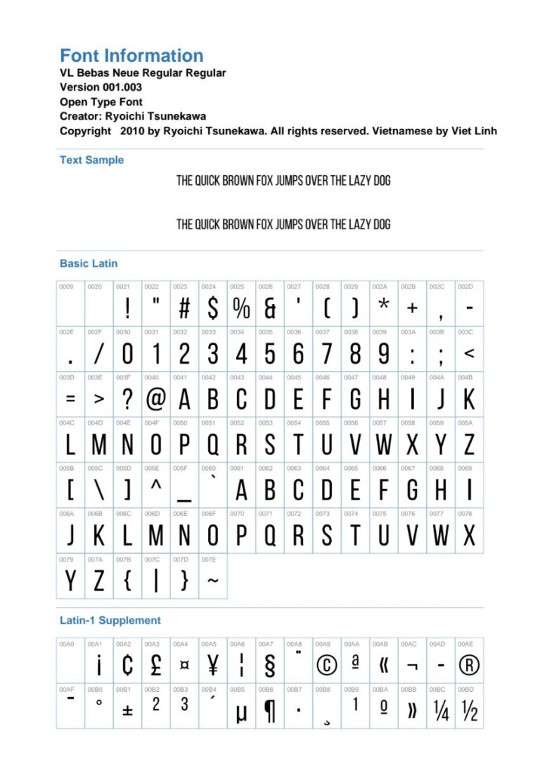 Font VL Bebas Neue Regular