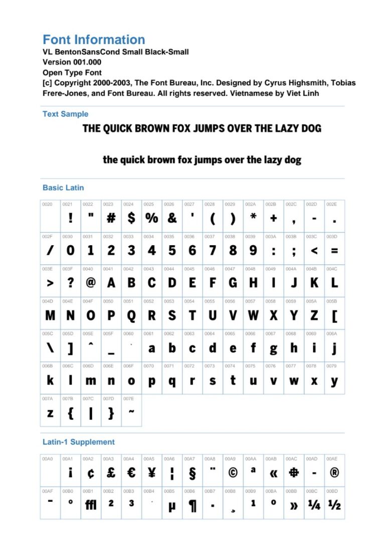 Font VL BentonSansCond Black Small