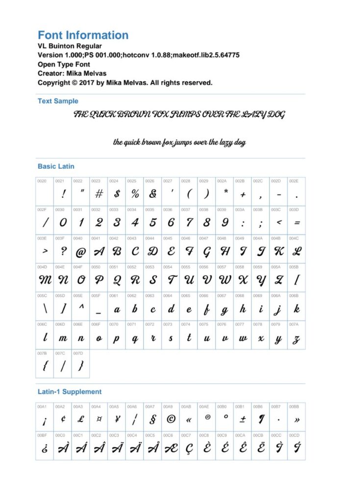 Font VL Buinton Regular