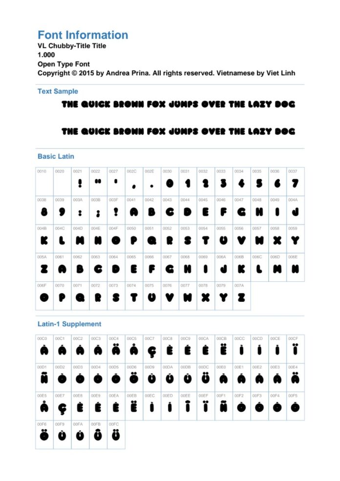 Font chữ VL Chubby-Title Việt Hóa