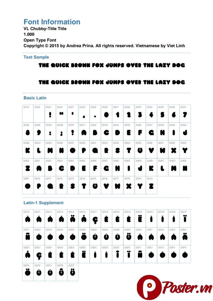 Font chữ VL Chubby-Title Việt Hóa