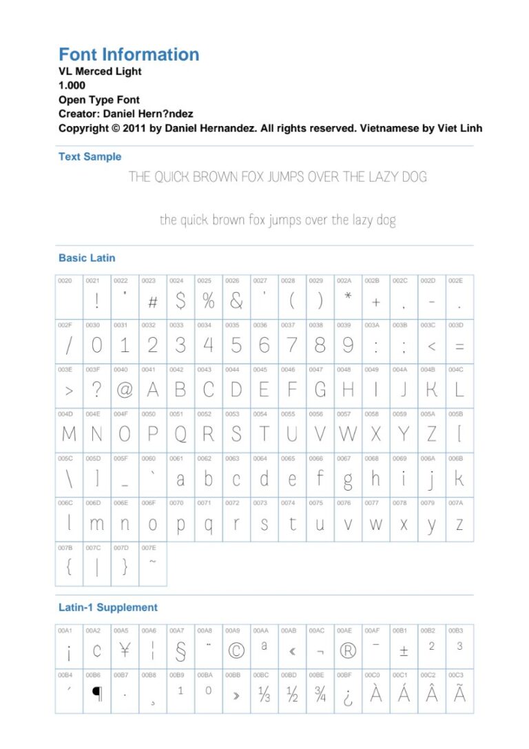 Font VL Merced Light Việt Hóa