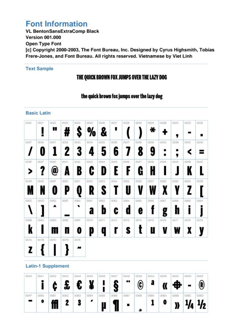 Font VLBentonSansExtraComp Black