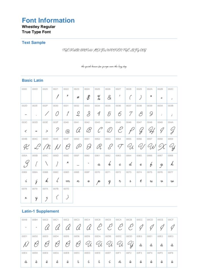 Font Whestley chữ viết tay