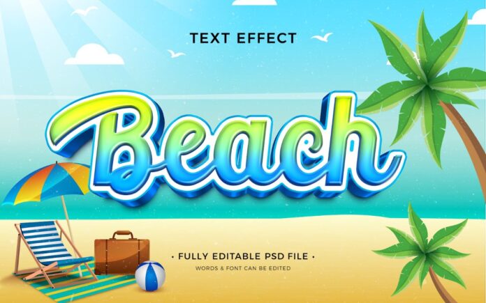 Hiệu ứng chữ 3D bãi biển