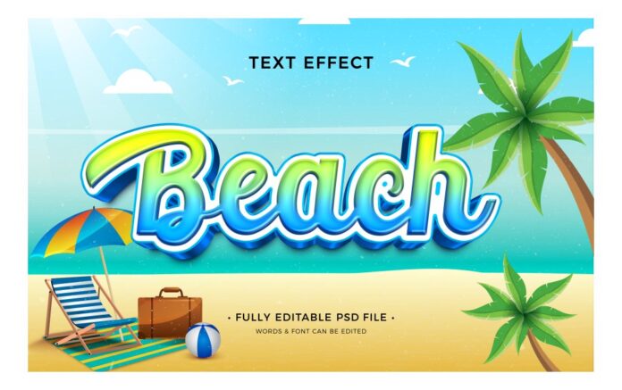 Hiệu ứng chữ 3D bãi biển