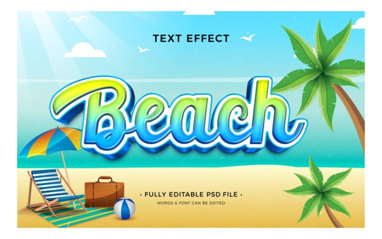 Hiệu ứng chữ 3D bãi biển