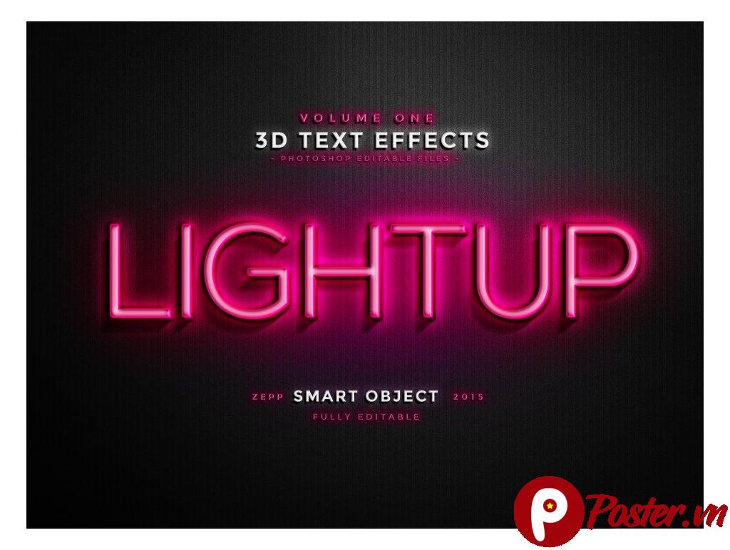 Hiệu ứng chữ 3D Neon Lightup