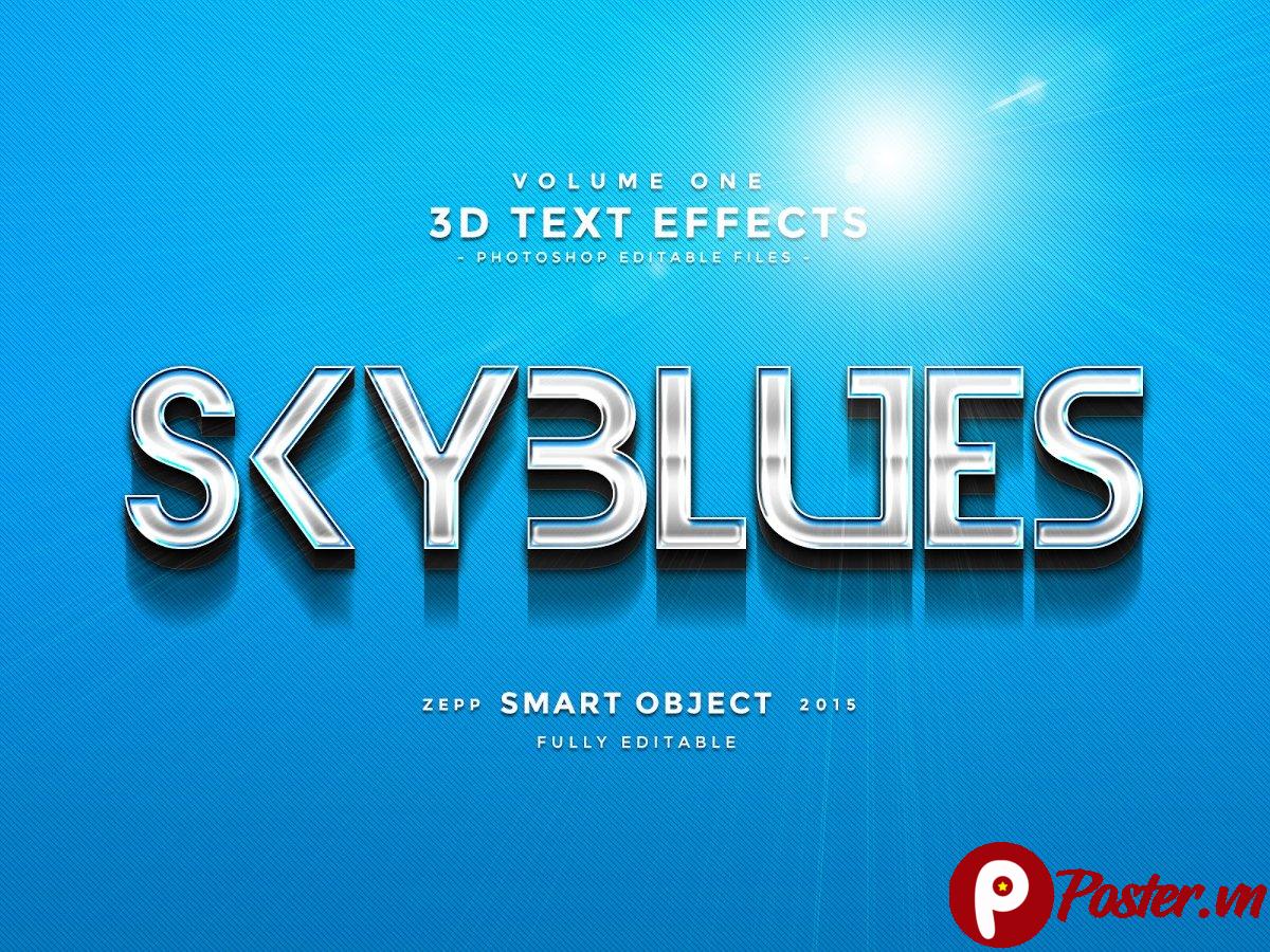 Hiệu ứng chữ 3D Skyblues