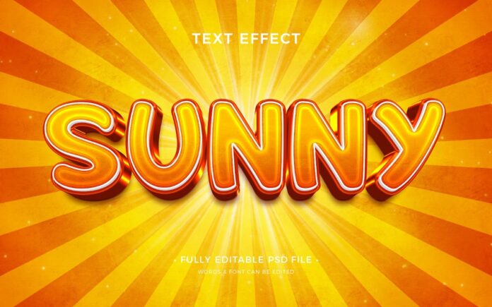 Hiệu ứng chữ 3D Sunny vàng