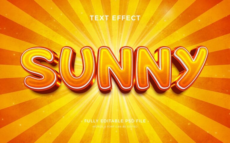 Hiệu ứng chữ 3D Sunny vàng