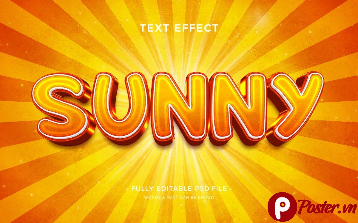 Hiệu ứng chữ 3D Sunny vàng