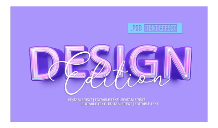 Hiệu ứng chữ 3D tím hồng