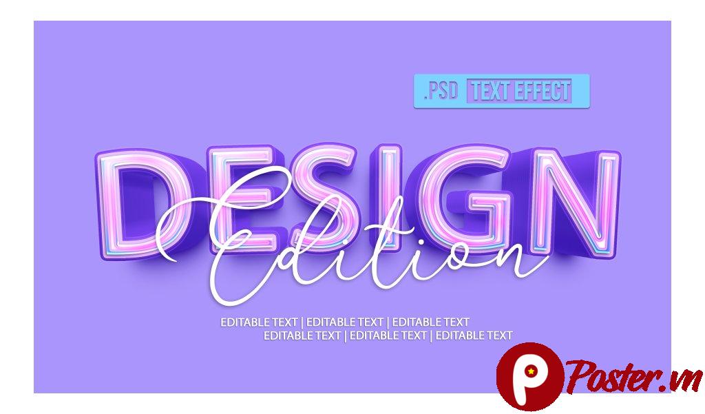 Hiệu ứng chữ 3D tím hồng