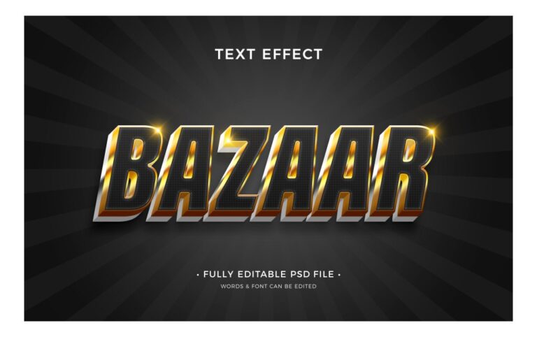 Hiệu ứng chữ 3D vàng đen