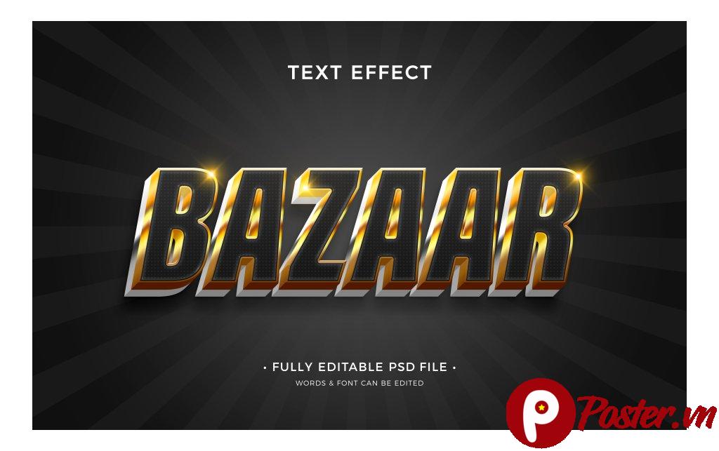 Hiệu ứng chữ 3D vàng đen