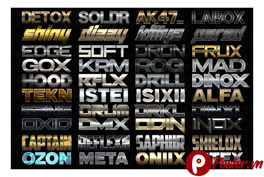 Hiệu ứng chữ 3D vàng PSD