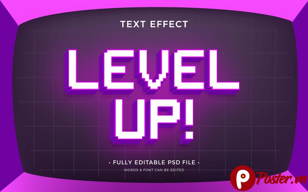 Hiệu ứng chữ Level Up Pixel Art