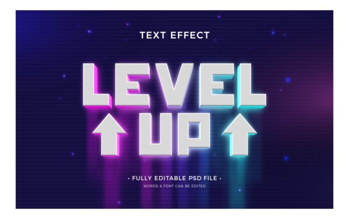 Hiệu ứng chữ Level Up PSD