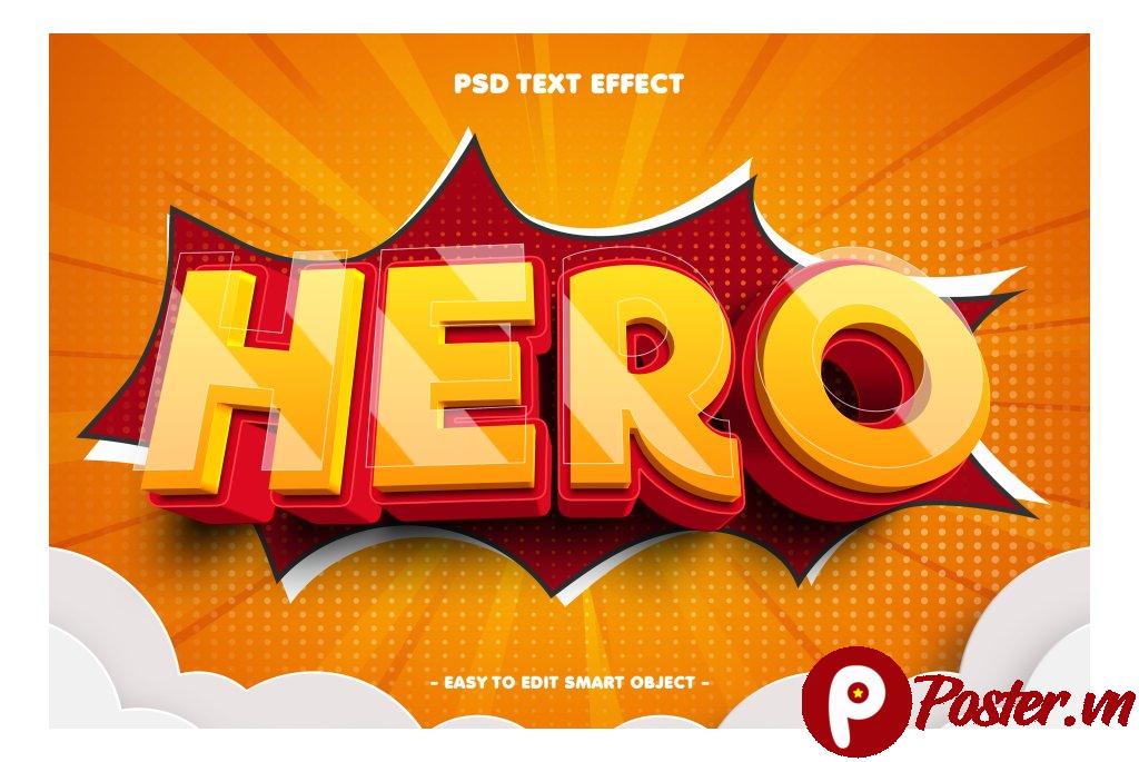 Hiệu ứng chữ PSD phong cách comic