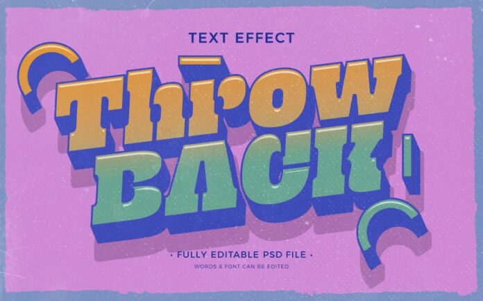 Hiệu ứng chữ Retro Throwback PSD