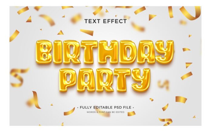 Hiệu ứng chữ sinh nhật 3D vàng