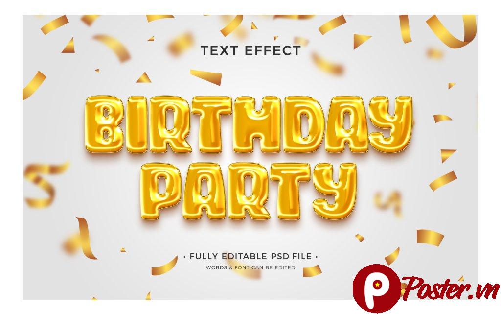 Hiệu ứng chữ sinh nhật 3D vàng