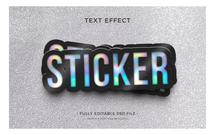Hiệu ứng chữ sticker hologram