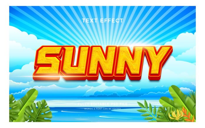 Hiệu ứng chữ Sunny vector rực rỡ