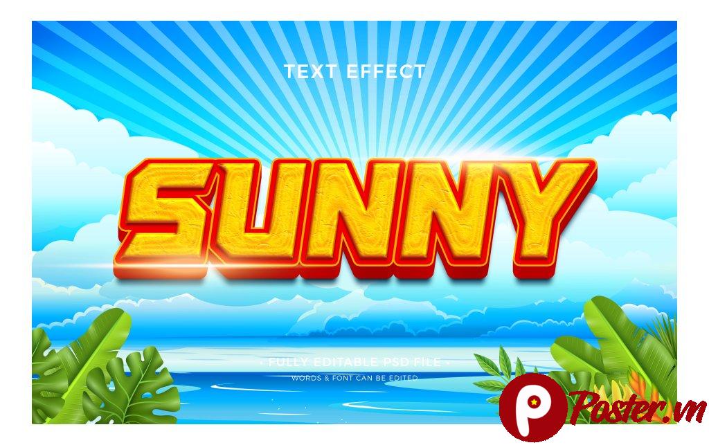 Hiệu ứng chữ Sunny vector rực rỡ