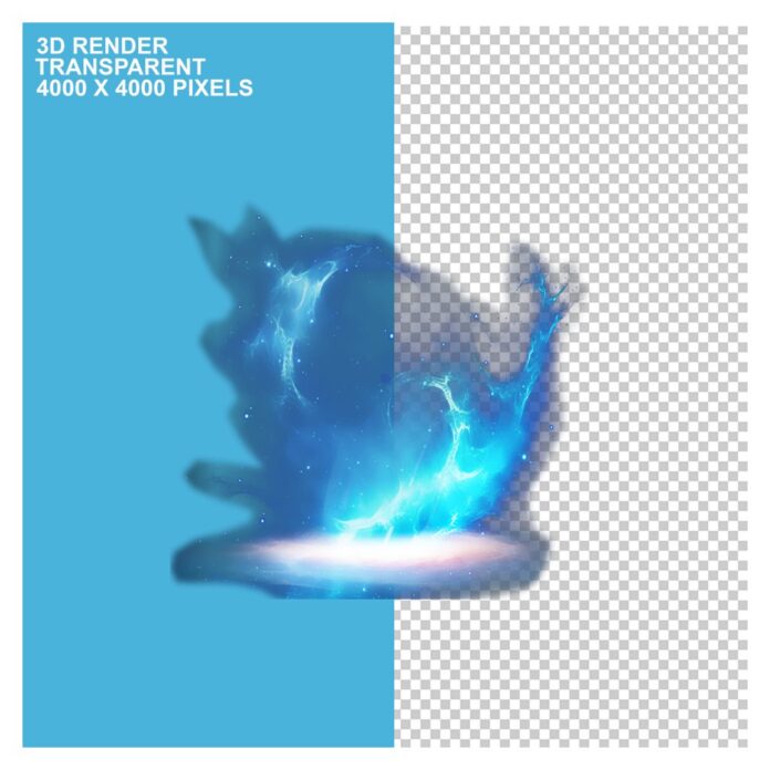 Hiệu ứng lửa xanh 3D render