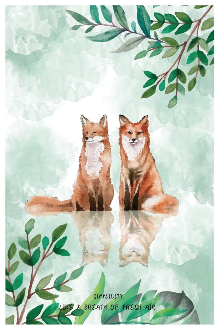 Hình ảnh đôi cáo thủy mặc