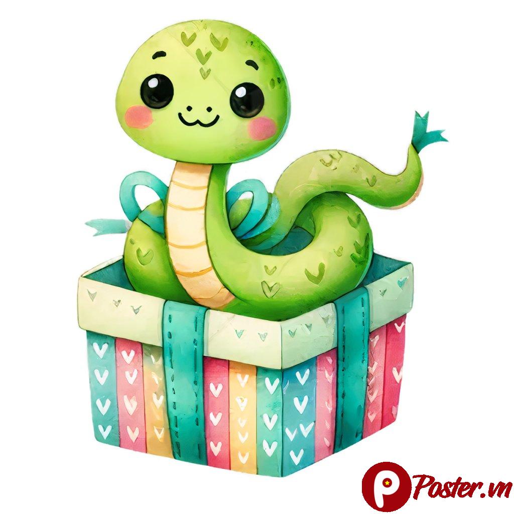 Rắn hoạt hình dễ thương trong hộp quà