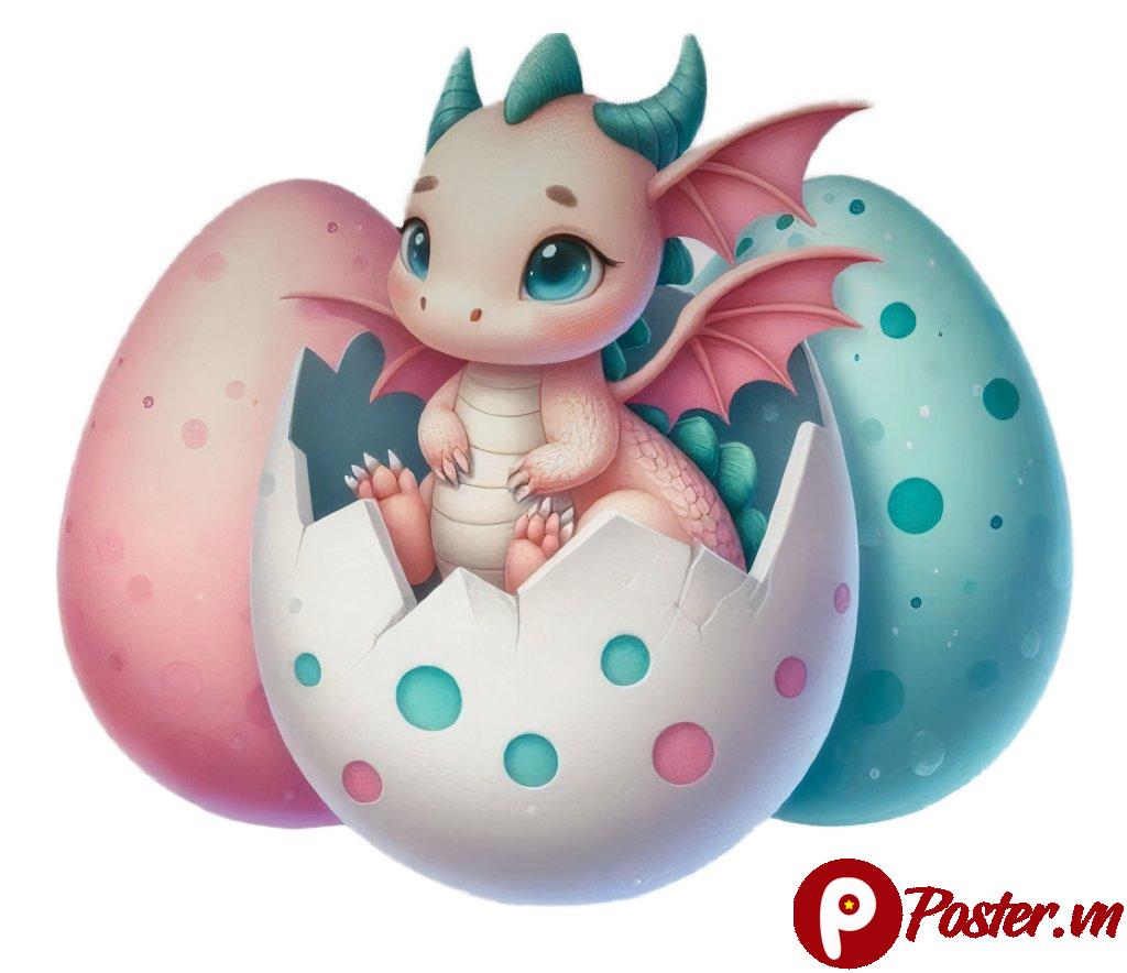 Rồng con dễ thương nở trứng