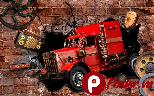 Hình ảnh xe tải 3D phá tường