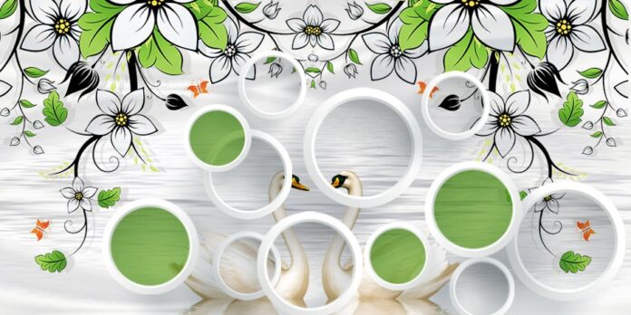 Hình nền 3D hoa lá thiên nga