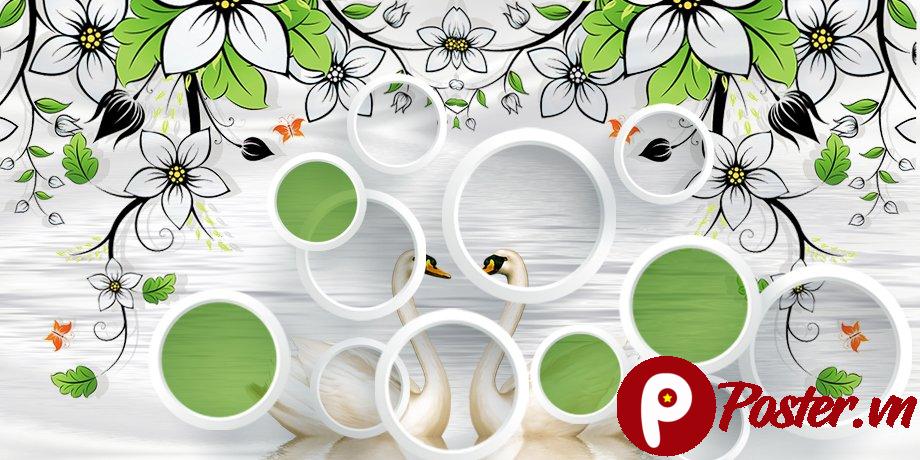 Hình nền 3D hoa lá thiên nga