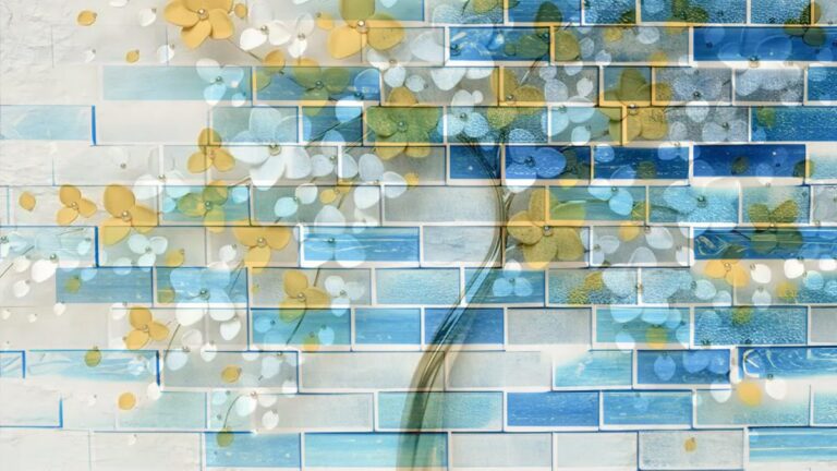 Hình nền gạch hoa xanh vàng