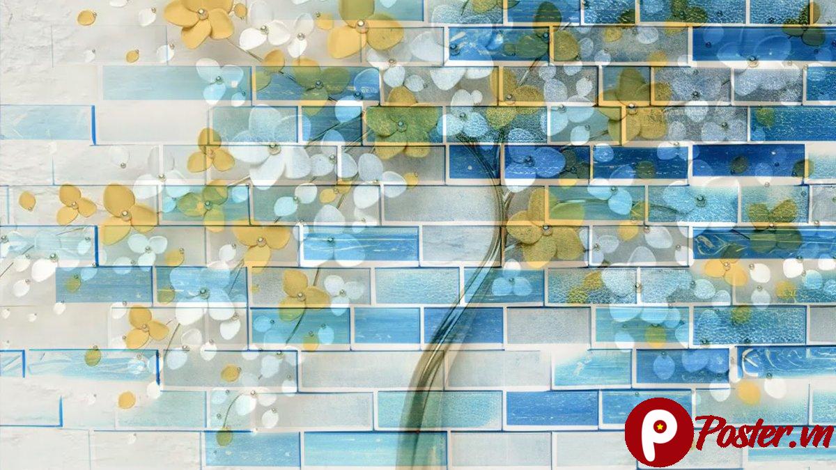Hình nền gạch hoa xanh vàng
