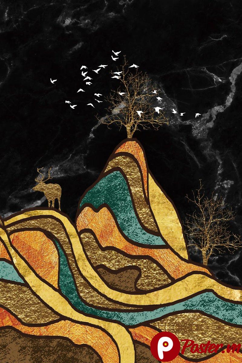 Hình nền phong cảnh núi vàng đen