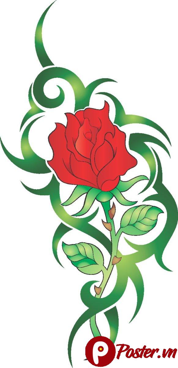 Hình xăm hoa hồng tribal vector