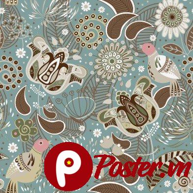 Họa tiết hoa lá chim vector